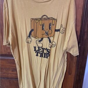 Tan Graphic T-Shirt with Cartoon Print